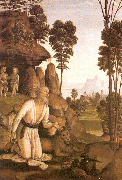 PERUGINO, Pietro St. Jerome in the Wilderness Spain oil painting art